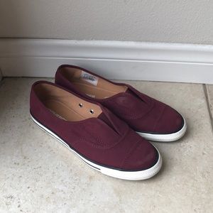 Converse burgundy slip ons